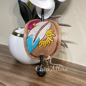 Handmade Tooled Leather Hair <b>Barrette</b> With Stick Hand Painted Leather Hair <b>Barrettes</b> Luxury Hair Accessory in Wholesale Rates - Product Image 1