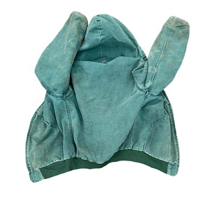 Veste de travail personnalisée en toile de canard lourd délavée avec doublure sweats à capuche zippés en coton mélangé pour hommes - Product Image 3