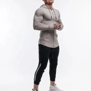 Pull à capuche à manches longues de qualité supérieure pour homme, de couleur unie, coupe ajustée, vente en gros, 2023 - Product Image 5