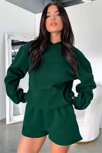 ชุดเซ็ตเสื้อฮู้ดดี้โอเวอร์ไซส์และกางเกงขาสั้นเหนือเข่า ผ้าเนื้อเบา สวมใส่สบาย เหมาะสำหรับฤดูร้อน แฟชั่นทันสมัย ใส่ได้แบบชุดเดียว - Product Image 4