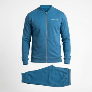 Ensemble de survêtement respirant pour homme Hawk Eye Sports, sweat à capuche en molleton fin 300g, coupe ajustée, avec fermeture boutonnée sur toute la longueur - Product Image 6