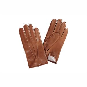 Gants cuir homme en cuir d'agneau marron cognac - Product Image 1
