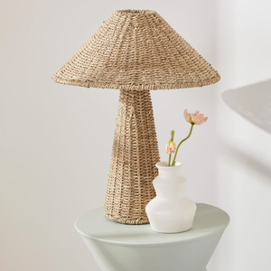 Proveedor de lámparas de mesa de paja de algas marinas, precio de mayoreo, lámpara de algas marinas tejida a mano de alta calidad - Product Image 1