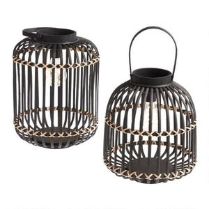 <b>Set</b> of 2 Wicker Iron Black Matte <b>Lantern</b> High Quality Home Decor Party Used Christmas Candle <b>Lantern</b> - Product Image 5