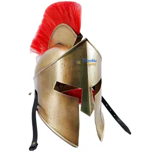 Casque corinthien médiéval Plume rouge Casque de chevalier en métal Costume de jeu de rôle Décor de bureau Casque corinthien grec médiéval