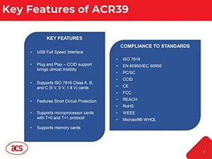 Lector de Tarjetas Inteligentes USB ACR39U |   Lector de Contacto NFC e ISO 7816 de 13.56 MHz - Product Image 3