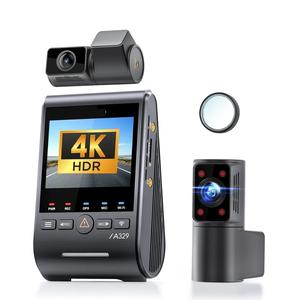 A329S 3CH 4K Cámara de Visión Nocturna con Doble Lente (Frontal 4K + Trasera 2K + Interior 2K), Grabadora de Video Impermeable para Auto, Caja Negra, Dashcam - Product Image 1