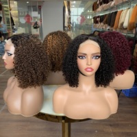 Pelucas de Cabello Brasileño Virgen con Cutícula Alineada, 12 Pulgadas, Color Piano, Rizado Pixie, Pelucas con Cierre de Encaje 4X4 SDD