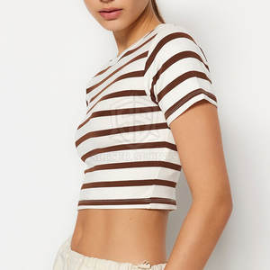 Fabricante profesional Color sólido Mujeres Crop Top Lona Transpirable Anti-Pilling Personalizable Ligero Tallas grandes Alto - Product Image 3