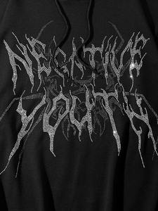 เสื้อฮู้ดผู้ชายระบายความร้อนขนาดใหญ่ประดับพลอยเทียมทรงหลวมสไตล์สตรีทสำหรับฤดูหนาวโลโก้แบบกำหนดเอง - Product Image 2