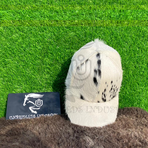 HairOn Natural <b>Black</b> Spot <b>White</b> Cowhide Leather Premium 6-Panel Casual Cap Breathable Waterproof Fabric Adjustable Performance - Product Image 4