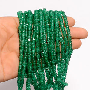 ลูกปัดมรกตเบเรียลลูกปัดอัญมณีสีเขียวมรกตเคลือบลูกปัดพลอยเบเรียลมรกตเรียบสำหรับทำเครื่องประดับ - Product Image 2