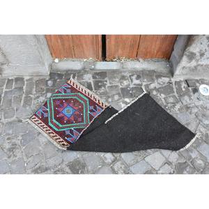 Alfombra turca étnica roja de 2x4,7 pies, área grande de lana, algas marinas, respaldo de látex, patrón de pasillo rectangular, abstracto de 10mm para decoración de habitación - Product Image 5