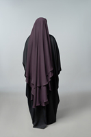 Voile longue en laine et mousseline triple couche pour femmes musulmanes modestes, couleur prune, respirant, séchage rapide, léger, vente en gros