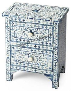 Mesita de noche hecha a mano con incrustaciones de hueso de estilo moderno para decoración del hogar de alta calidad - Product Image 4