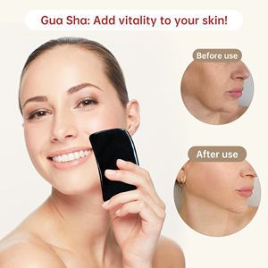Outil Gua Sha en corne 100% naturelle de style médiéval en forme de D ME-KW-PG-SET-01 pour la santé de la peau, la réduction des rides, la relaxation et le massage du visage - Product Image 3