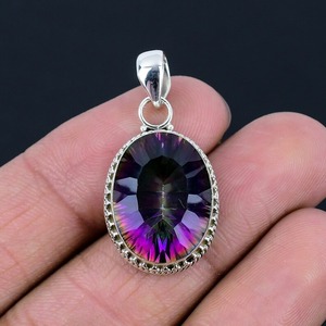 925 sello místico Topacio Spinner colgante de piedras preciosas para el amor Año Nuevo especial con Arco Iris 925 plata esterlina regalo de boda perfecto - Product Image 3