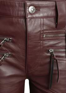 Custom <b>Men</b> Brown Genuine Leather <b>Shorts</b> with Utility Zip Pockets <b>Slim</b> <b>Fit</b> Design - Product Image 2