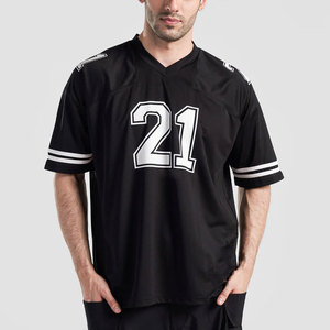 Jersey activo de malla con cuello en V, camiseta de malla transpirable de manga corta con cuello en V, camiseta de práctica de malla con cuello en V multideportiva - Product Image 1