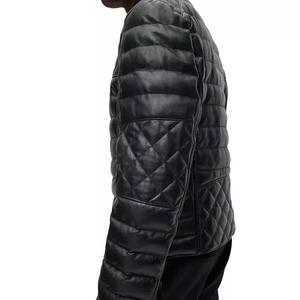 Veste en cuir matelassé pour homme Veste en duvet d'agneau véritable de haute qualité, personnalisée, brodée, neuve, 2025 - Product Image 3