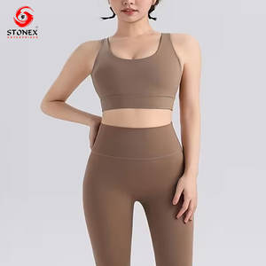 Traje de Yoga de 2 Piezas sin Mangas para Mujer, de Alta Calidad, Elástico, para Deporte, Ejercicio, Transpirable, de Spandex/Poliéster - Product Image 3