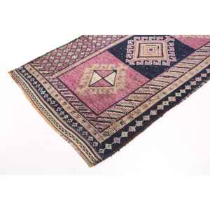 พรมวินเทจตุรกีขนาด 3.3x8.8 ฟุต, พรมปูพื้น, พรมขนสัตว์สีชมพู - Product Image 2