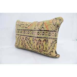 <b>Beige</b> 18x18 Inch Bohemian Accent Pillow Wool Patchwork <b>Cushion</b> with Vintage Embroidered Pattern for Sofas - Product Image 4
