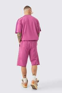 Ensemble de vêtements de plage d'été à séchage rapide pour hommes Nouveau t-shirt à appliques surdimensionné avec logo personnalisé et short à manches courtes Vêtements de plage minces - Product Image 4