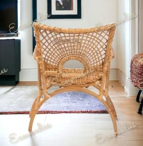 Meubles de maison chaise de salle à manger avec siège en rotin de canne chaise de salle à manger tissée en rotin intérieur extérieur meubles d'appoint - Product Image 5