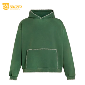 Usine de qualité Logo personnalisé imprimé à capuche poids lourd 100% coton lavage à l'acide conception hiver hommes sweats à capuche tricotés - Product Image 6