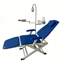 Fauteuil dentaire pliable portable avec égouttoir, lampe LED et plateau à instruments en option pour usage clinique