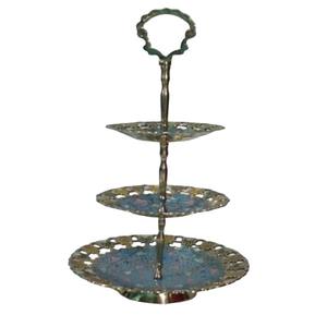 Bol à fruits en laiton à trois niveaux fait à la main de haute qualité avec une belle gravure multicolore et une finition polonaise pour une utilisation en cuisine - Product Image 5