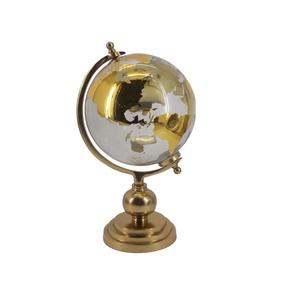 Decorative metal globe with continental cutouts and high polish finish perfect for modern or transitional homes - Product Image 1