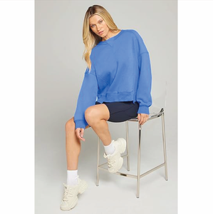 Sudadera de algodón de gran tamaño para mujer, Jersey informal de manga larga con cuello redondo, ropa de diario OEM personalizada, sudaderas con capucha al por mayor - Product Image 4