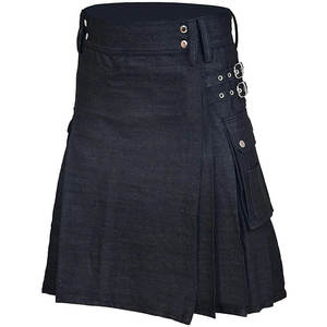 Kilt utilitaire moderne en denim noir pour homme actif, respirant, durable, avec poches cargo – Meilleure vente 2026 - Product Image 2