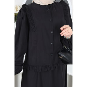Ensemble 2 pièces noir boutonné avec détail volanté – Tailles XS/S – Haut et jupe - Product Image 2