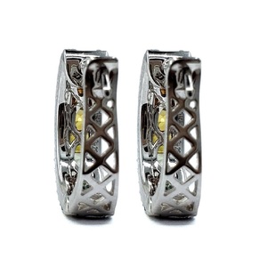 Bijoux sur mesure, tendance, coupe princesse, or blanc massif 18 carats de haute qualité, diamant véritable, saphir multicolore, boucles d'oreilles créoles, cadeau - Product Image 3