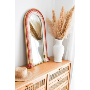 Espejo Costero Bohemio Hecho a Mano con Marco de Cuerda de Ratán Grueso para Decoración de Pared en Cuartos de Niños u Hoteles - Product Image 1