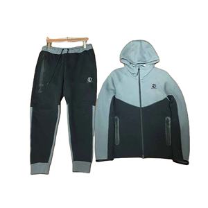 Pantalones deportivos de alta calidad con cremallera atlética para correr, sudaderas con capucha de gran tamaño, ropa deportiva de dos piezas, chándal, traje para correr para hombres - Product Image 5