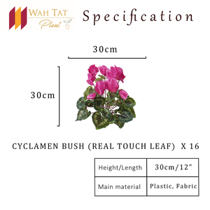 Arbusto de Ciclameno Artificial de 30 cm, Tela Plástica, Tacto Real, Hojas de Seda para Decoración de Interiores, Vegetación - Product Image 2