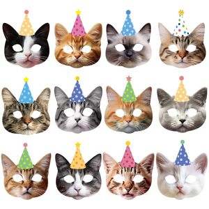 12 piezas gato favores <span class=keywords><strong>gatito</strong></span> fiesta <span class=keywords><strong>gatito</strong></span> cumpleaños máscaras Facial gato cumpleaños fiesta decoración máscaras gato tema Fiesta suministros - Product Image 3