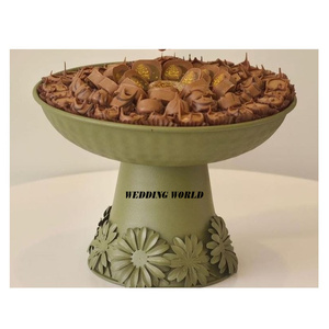 Bol à chocolat en métal recouvert de poudre verte, forme ronde, design élégant, bol à chocolat classique et chic - Product Image 1