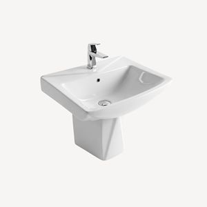 Juego de Lavabo Trigon con Pedestal, Moderno, de Cerámica, de Dos Piezas, para Uso en Villas y Hoteles - Product Image 1