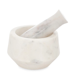 Juego de mortero y mortero de mármol Venta caliente de alta calidad Elegante mortero de mármol blanco Trituradora de especias usada - Product Image 1