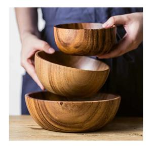 Salade de luxe bol en bois d'acacia jetable en bois massif vaisselle de haute qualité pour la maison cuisine moderne et vintage - Product Image 5