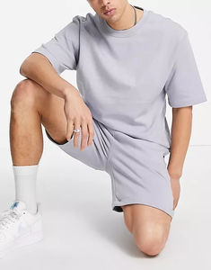 Conjunto de Pantalones Cortos para Hombre, 100% Algodón, Peso Pesado, 220 GSM, Diseño Personalizado, Conjunto Deportivo de Alta Calidad para Correr y Trotar, Camisetas con Cuello Redondo - Product Image 6