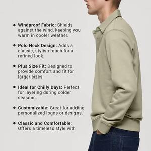 Coupe-vent col polo surdimensionné Offre Spéciale pour hommes grande taille sweats à capuche et sweatshirts unis coupe classique pour les jours froids sweats - Product Image 5