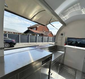 Remolque de Comida Móvil de Aluminio, Carrito de Comida Callejera de Dos Ruedas, Carrito de Catering para Servicio de Comida Rápida al Aire Libre - Product Image 3