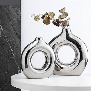 Meilleur vase à fleurs rond en aluminium de style moderne artisanal pour la décoration de la maison, mariage, Noël, Diwali, vase de sol - Product Image 1