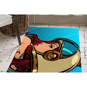 Pop Art Astronaut <b>Woman</b> Rug, Modern Printed Rug for Home Decor,Nonwoven Thin Rug - Product Image 5